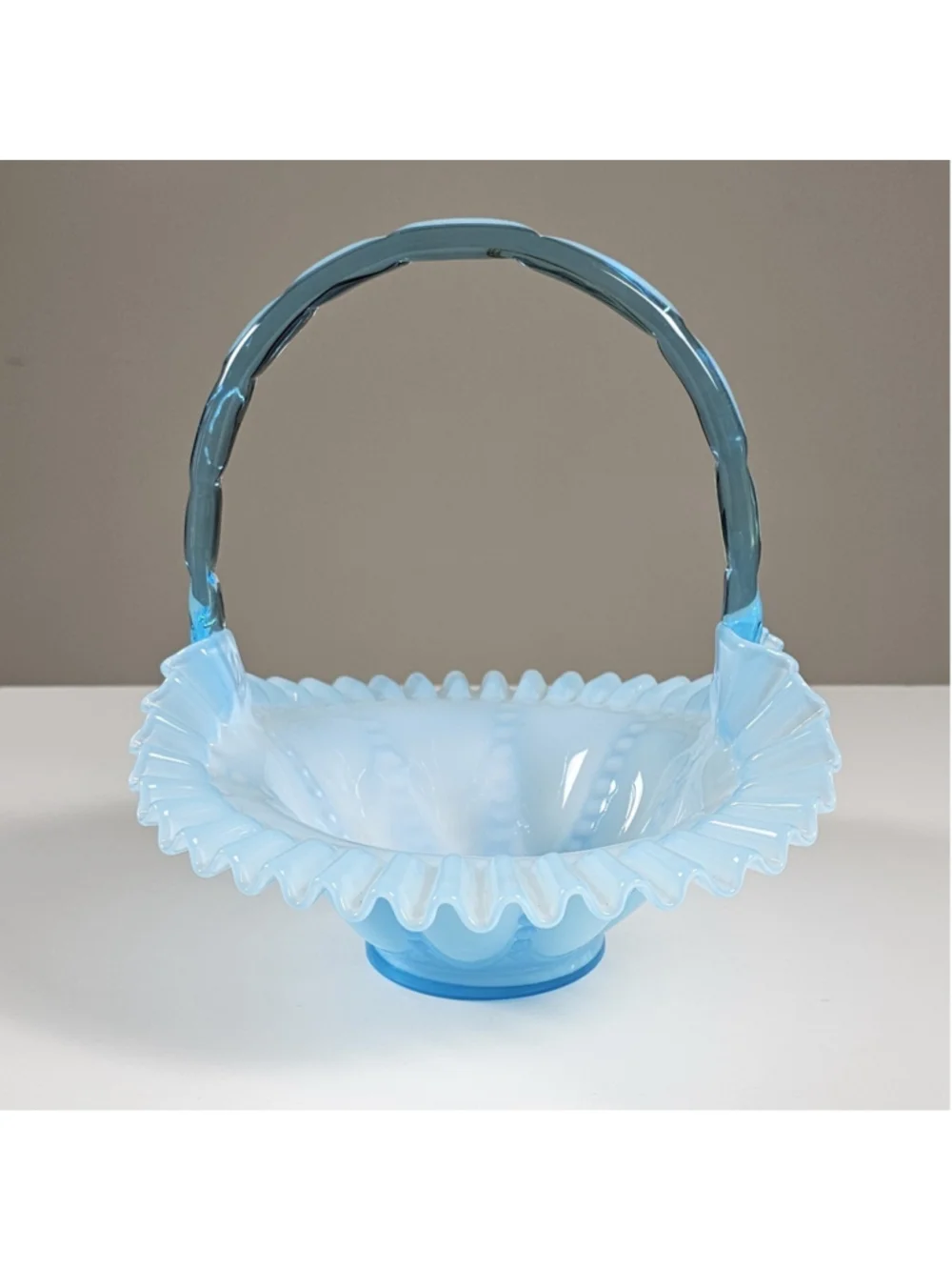 Vintage Fenton Blue Overlay Beaded Melon 9
